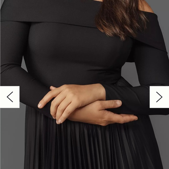 Hutch Long-Sleeve Off-The-Shoulder Pleated Maxi Dress - Picture 2 of 7